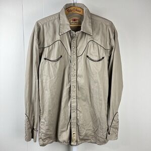 Larry Mahan Taupe Western Pearl Snap Shirt with Black Piping